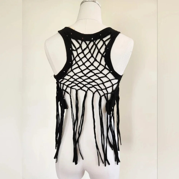 NWT || RAGA || tank top with braided, fringed, back. - Picture 2 of 4